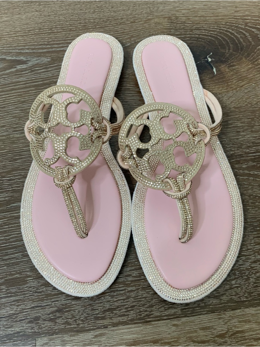 Pink and Gold Embellished Women’s Thong Sandals